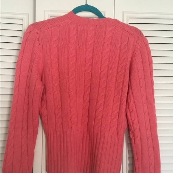puritan Cape Cod Pink cable Knit 100% cashmere Sweater. Large - Picture 2 of 6